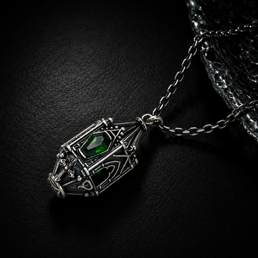 Sterling Silver Gothic Lantern Gemstone Necklace