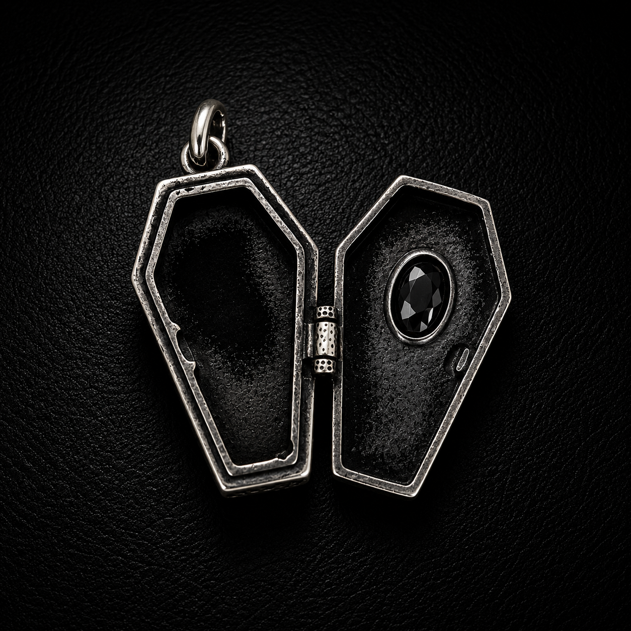 Sterling Silver Gothic GemStone Coffin Pendant