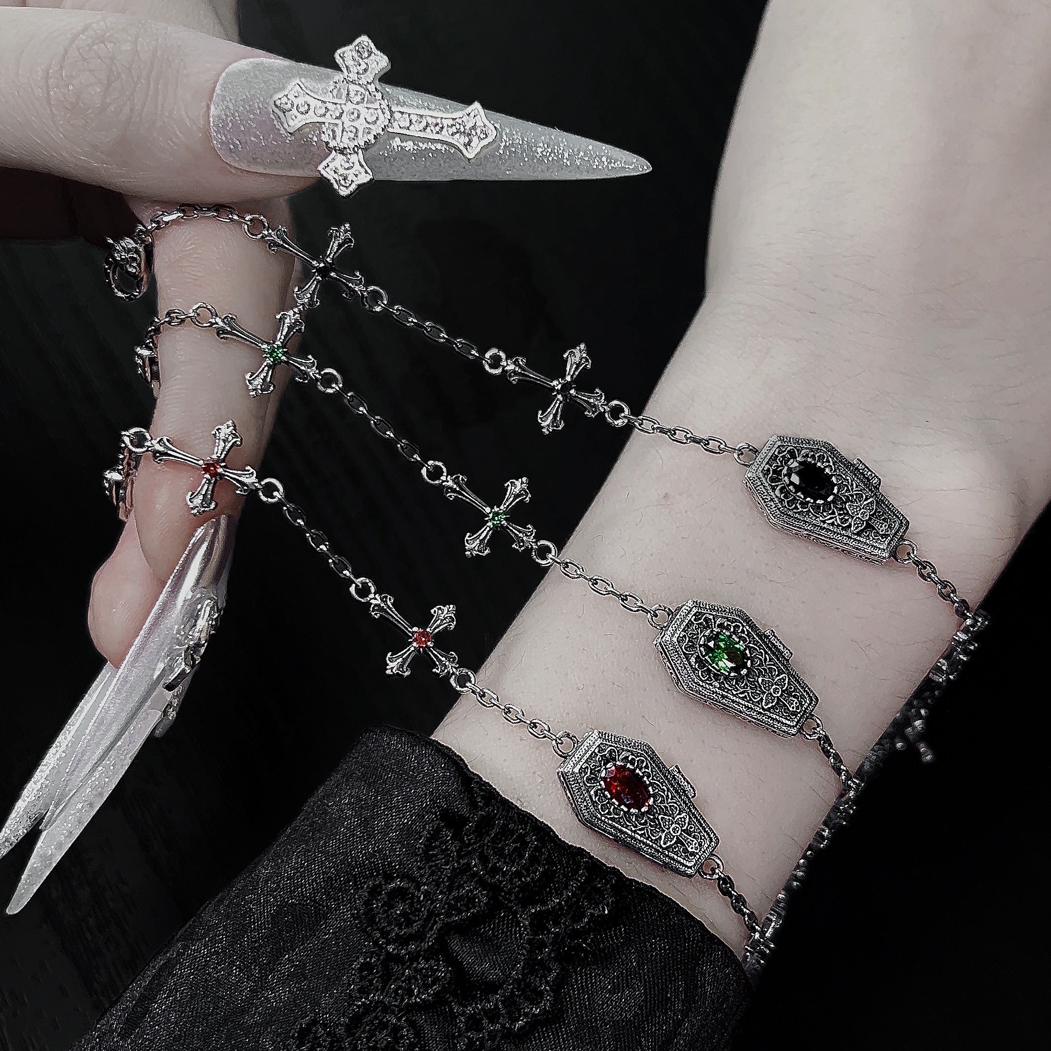 Sterling Silver Gothic Coffin Cross Bracelet – Nolimit Jewelry