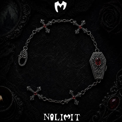 Sterling Silver Gothic Coffin Cross Bracelet