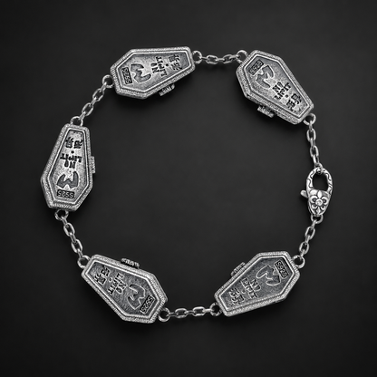 Sterling Silver Gothic GemStone Coffin Bracelet