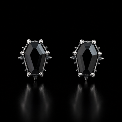 Sterling Silver Gothic Coffin Gemstone Earrings