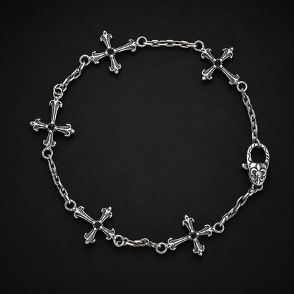 Sterling Silver Gothic Cross Bracelet