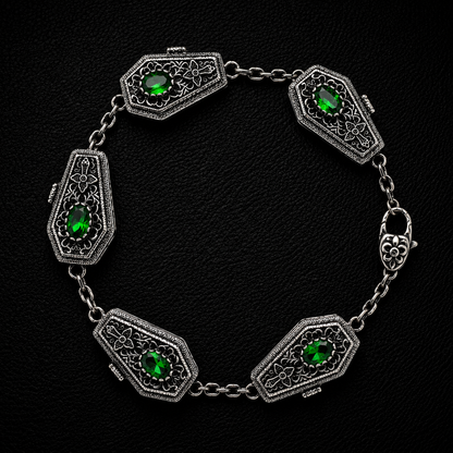 Sterling Silver Gothic GemStone Coffin Bracelet