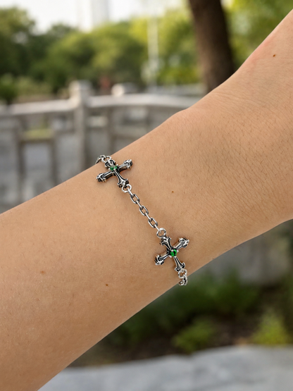 Sterling Silver Gothic Cross Bracelet