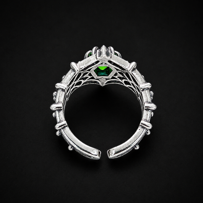 Sterling Silver Gothic Spiderweb Gemstone Ring