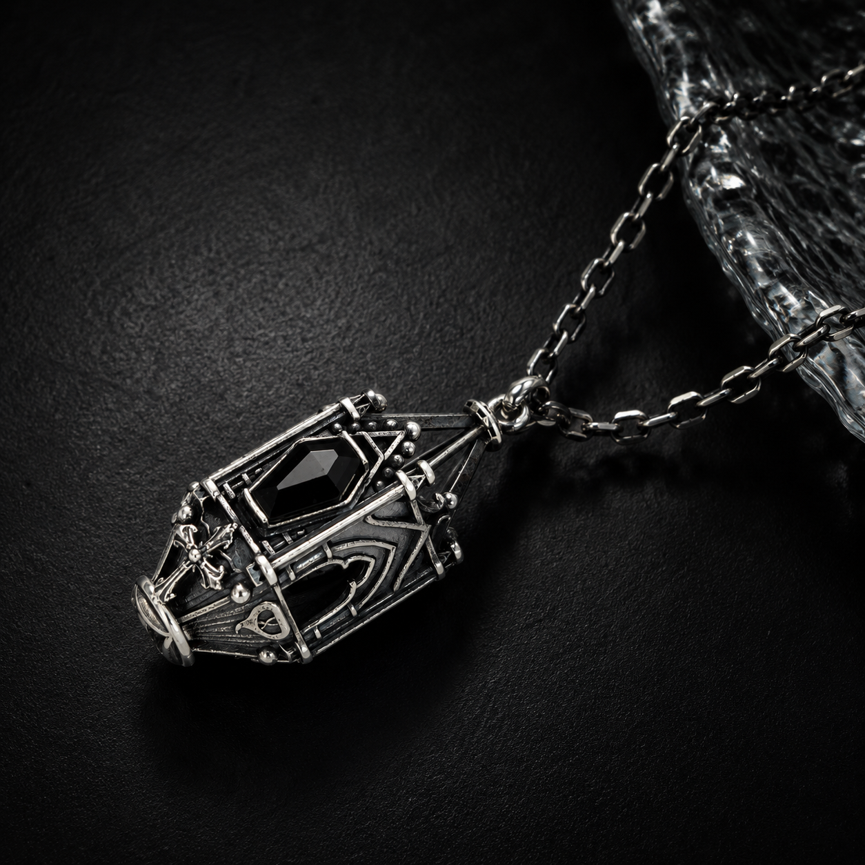 Sterling Silver Gothic Lantern Gemstone Necklace