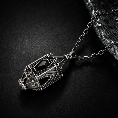 Sterling Silver Gothic Lantern Gemstone Necklace