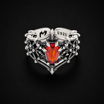 Sterling Silver Gothic Spiderweb Gemstone Ring