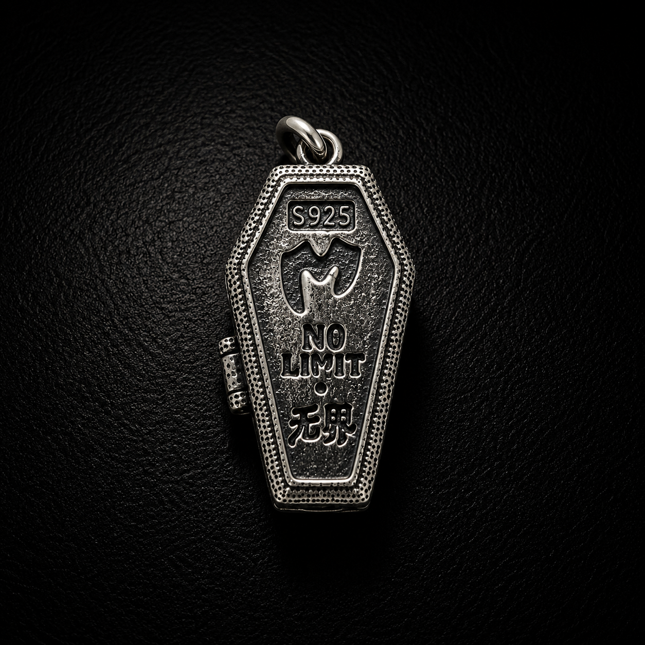 Sterling Silver Gothic GemStone Coffin Pendant