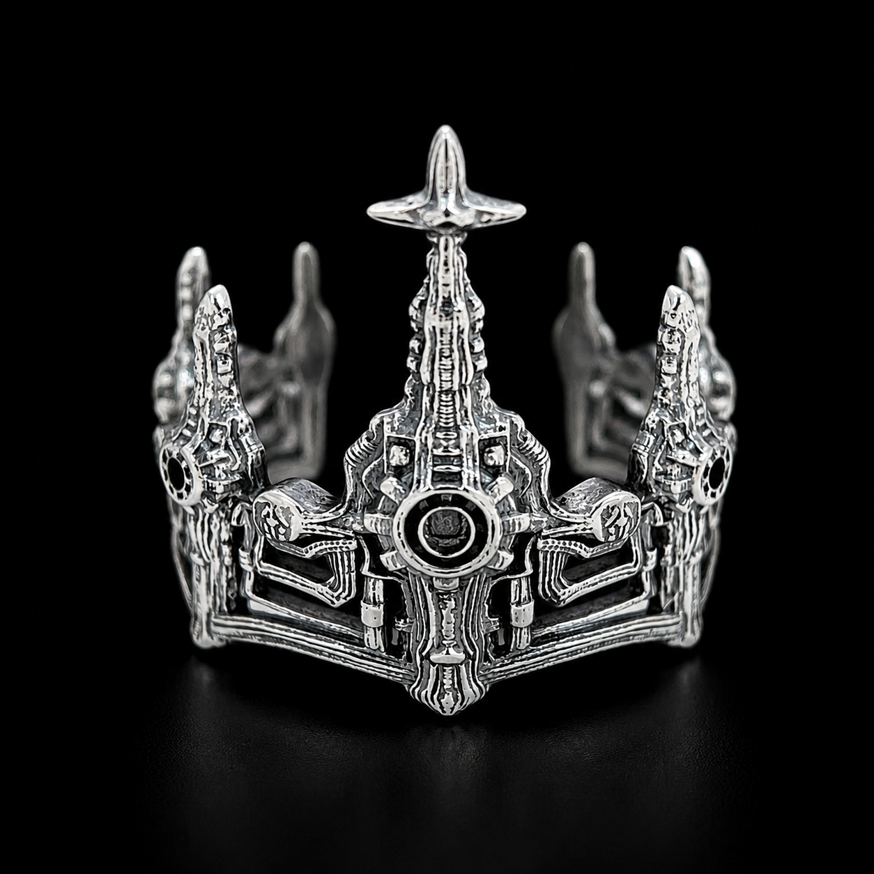 Sterling Silver Gothic Crown Ring