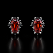 Sterling Silver Gothic Coffin Gemstone Earrings