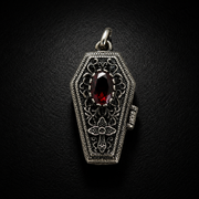 Sterling Silver Gothic GemStone Coffin Pendant