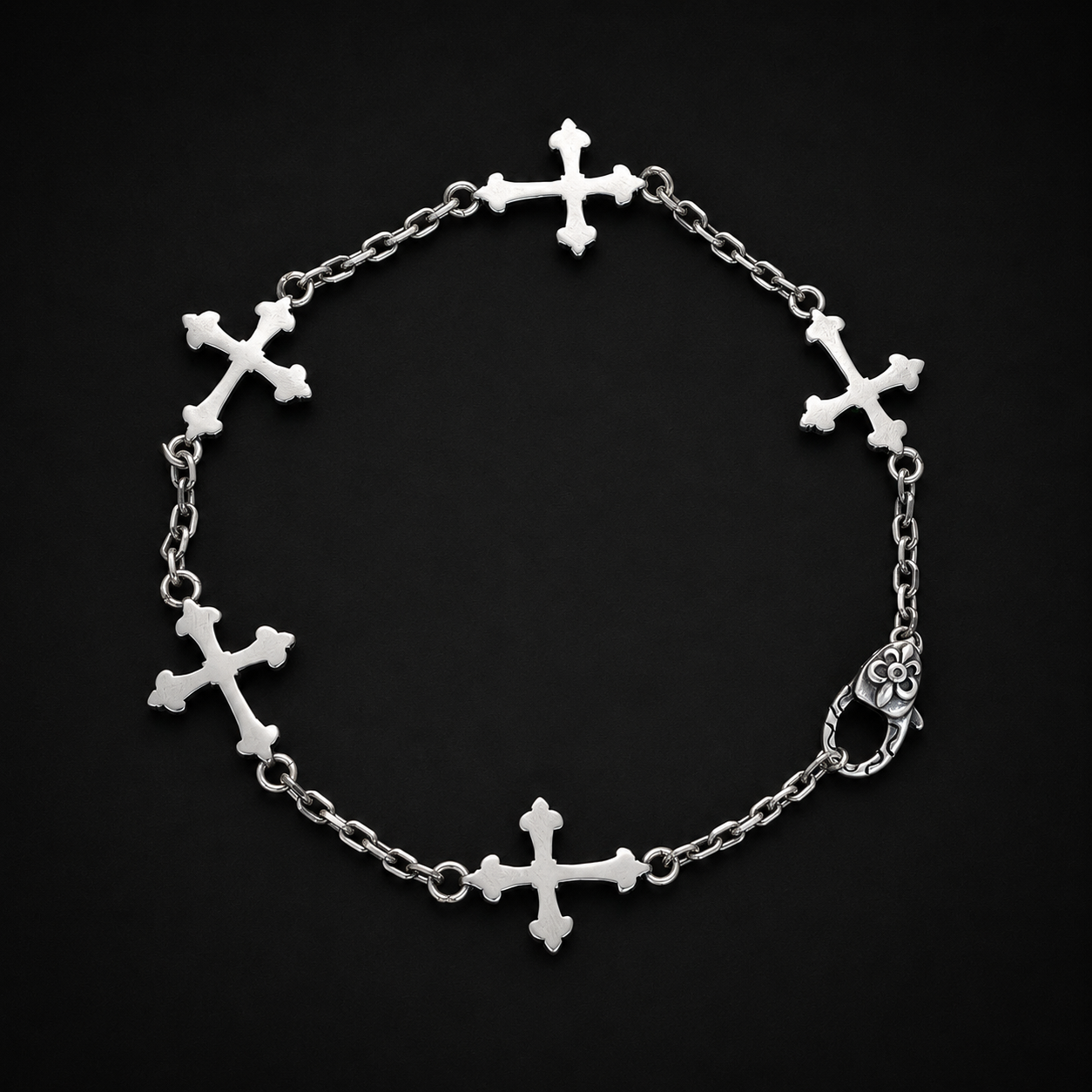 Sterling Silver Gothic Cross Bracelet