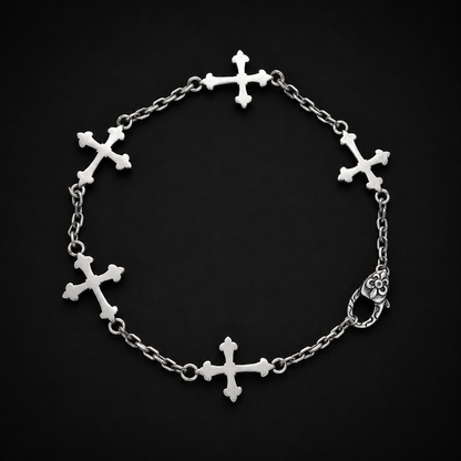 Sterling Silver Gothic Cross Bracelet