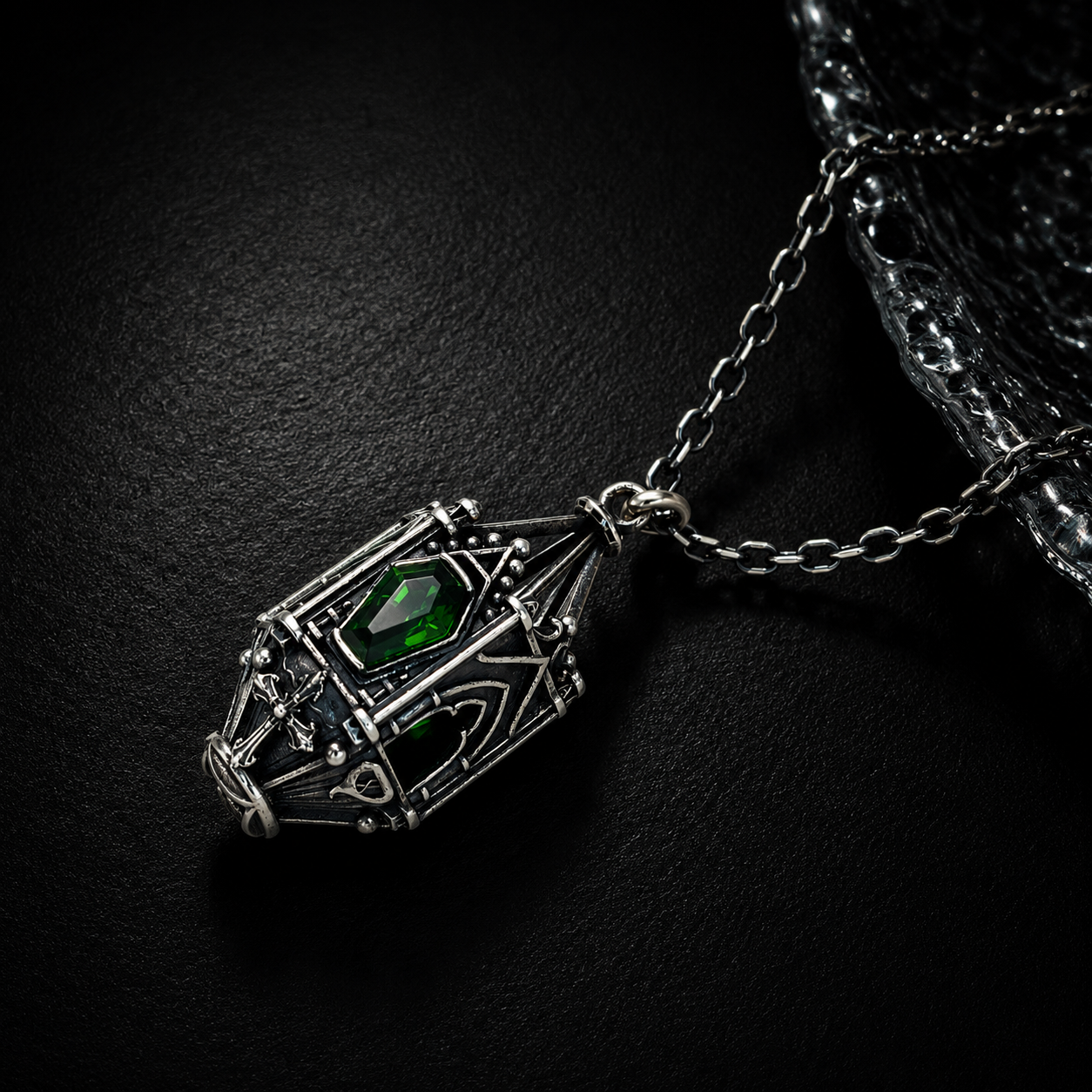 Sterling Silver Gothic Lantern Gemstone Necklace