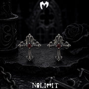 Sterling Silver Gothic Cross Drop Earrings