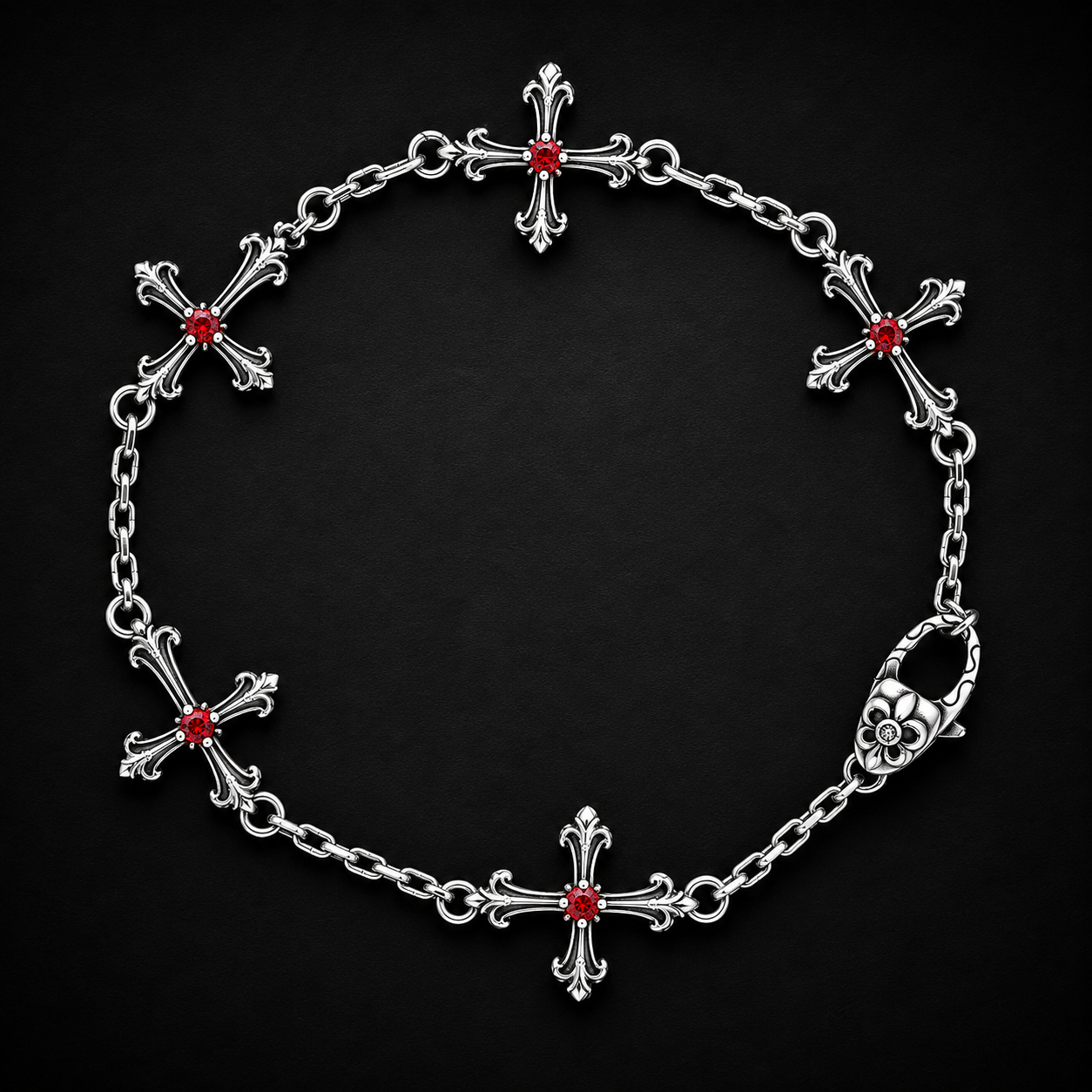 Sterling Silver Gothic Cross Bracelet