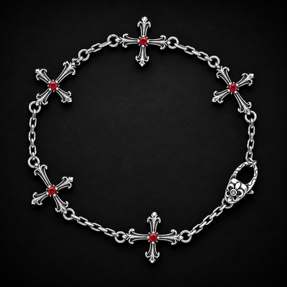 Sterling Silver Gothic Cross Bracelet