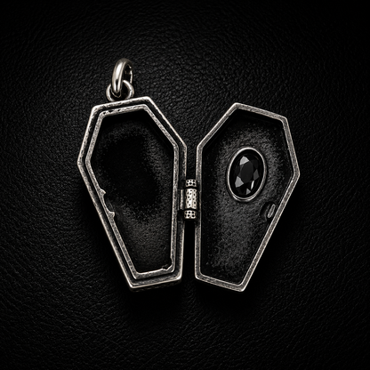 Sterling Silver Gothic GemStone Coffin Pendant