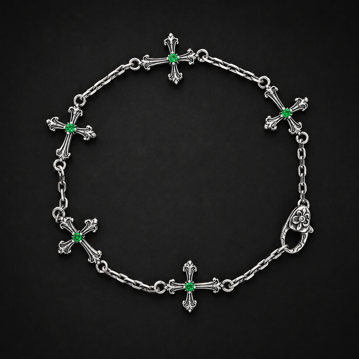 Sterling Silver Gothic Cross Bracelet