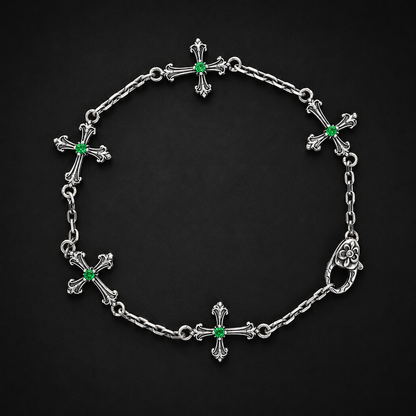 Sterling Silver Gothic Cross Bracelet