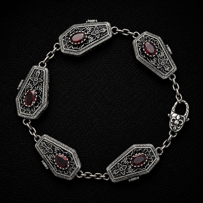 Sterling Silver Gothic GemStone Coffin Bracelet