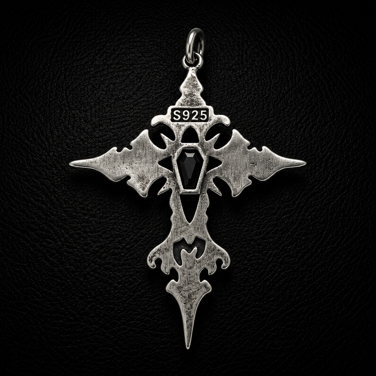 Sterling Silver Gothic Gemstone Cross Pendant