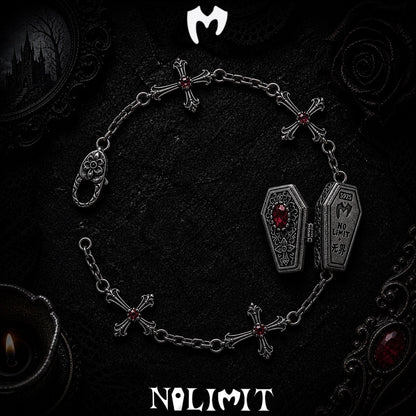 Sterling Silver Gothic Coffin Cross Bracelet