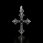Sterling Silver Gothic Gemstone Cross Pendant