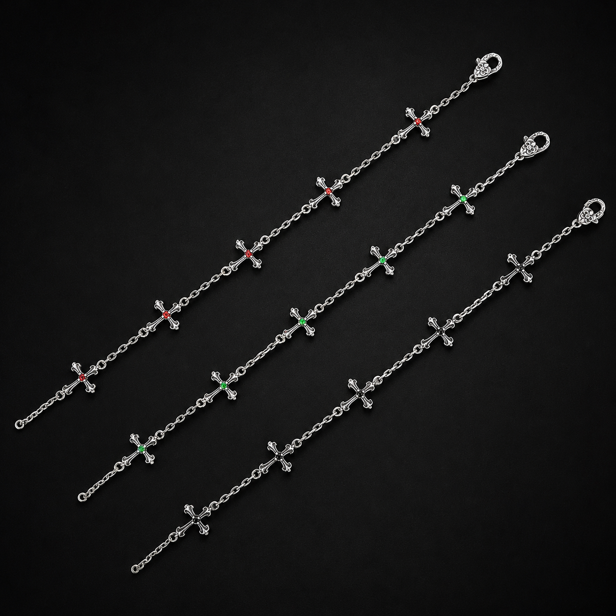 Sterling Silver Gothic Cross Bracelet