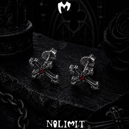 Sterling Silver Gothic Cross Drop Earrings
