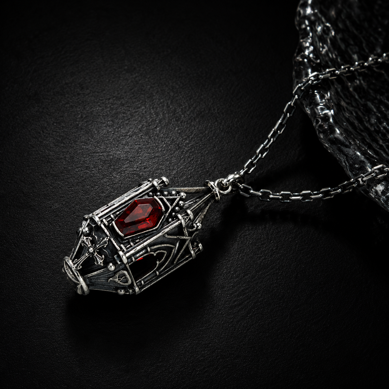 Sterling Silver Gothic Lantern Gemstone Necklace