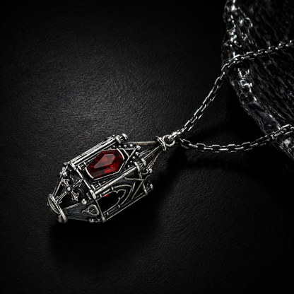 Sterling Silver Gothic Lantern Gemstone Necklace