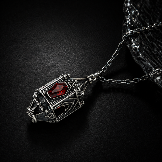 Sterling Silver Gothic Lantern Gemstone Necklace
