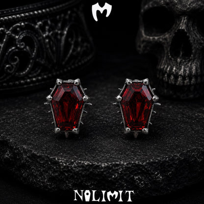 Sterling Silver Gothic Coffin Gemstone Earrings