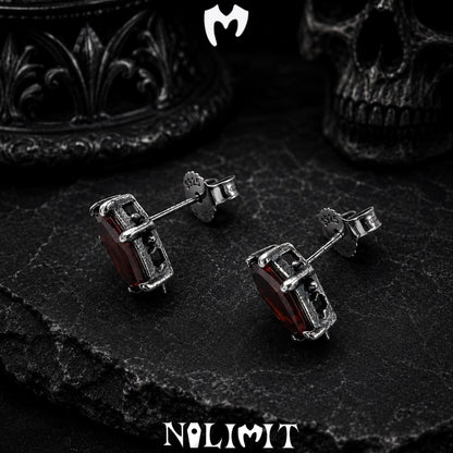 Sterling Silver Gothic Coffin Gemstone Earrings