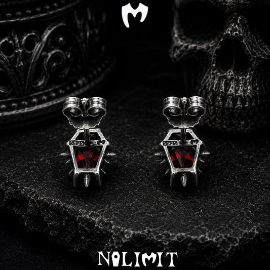 Sterling Silver Gothic Coffin Gemstone Earrings