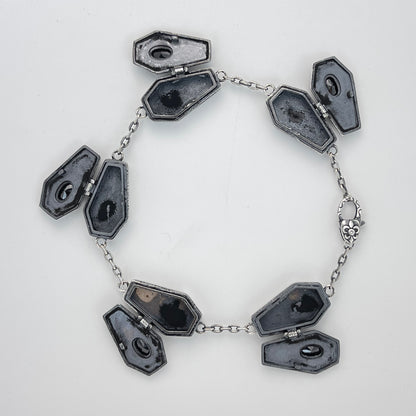 Sterling Silver Gothic GemStone Coffin Bracelet