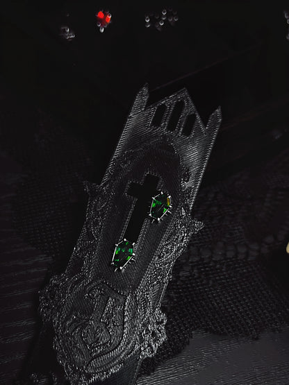 Sterling Silver Gothic Coffin Gemstone Earrings