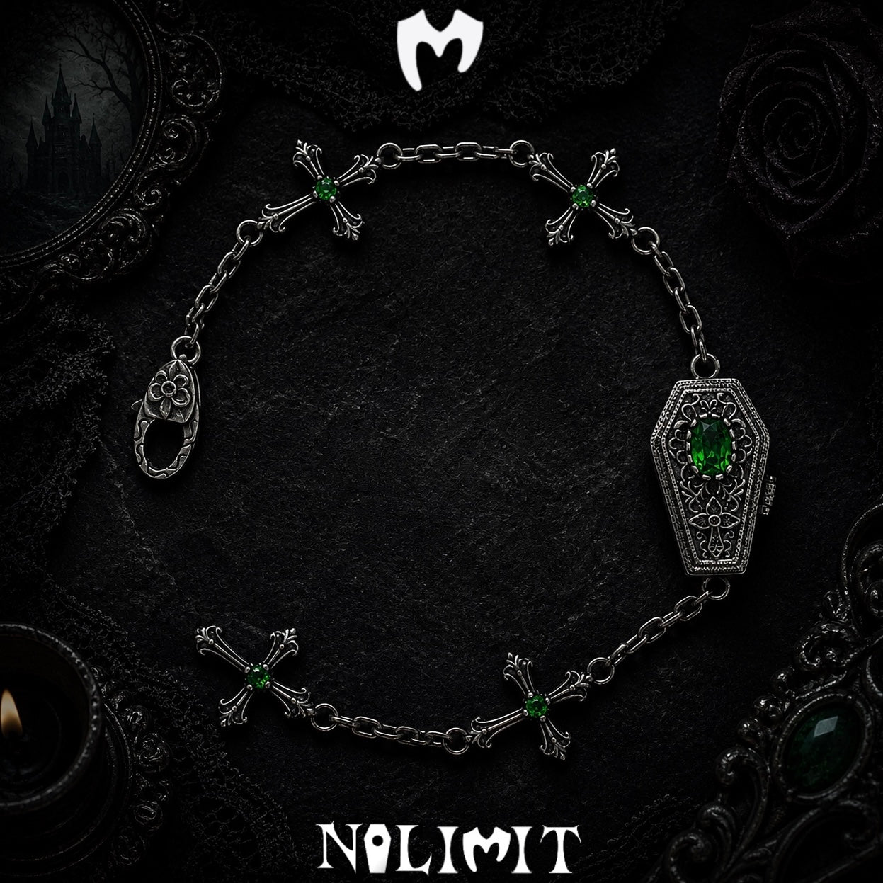 Gothic Coffin Cross Bracelet in 925 Silver | NOLIMIT