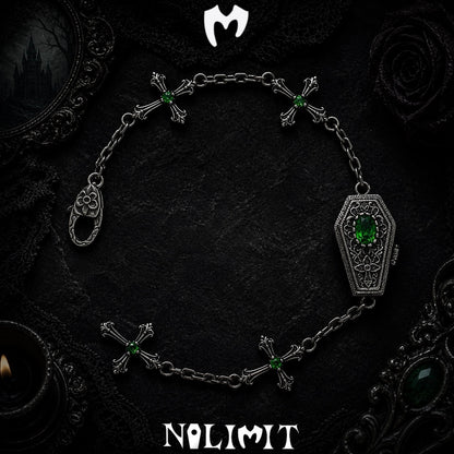 Sterling Silver Gothic Coffin Cross Bracelet