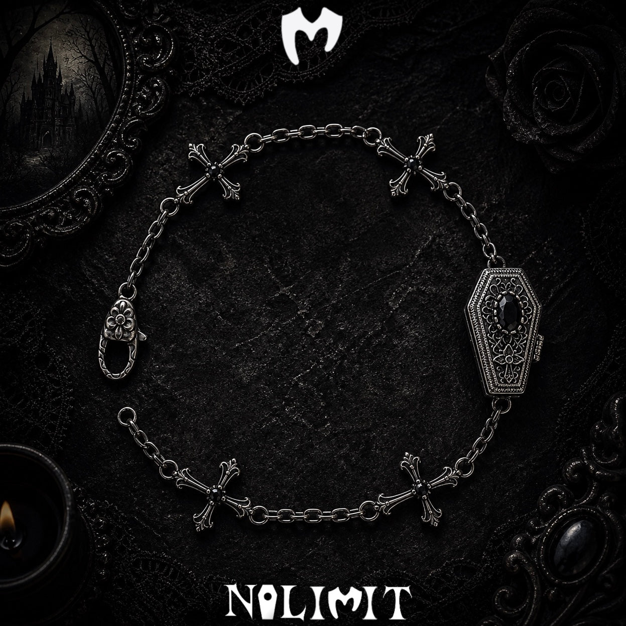 Sterling Silver Gothic Coffin Cross Bracelet – Nolimit Jewelry