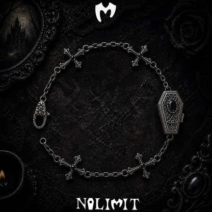 Sterling Silver Gothic Coffin Cross Bracelet