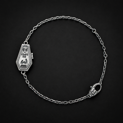 Back detail of sterling silver gothic single coffin bracelet