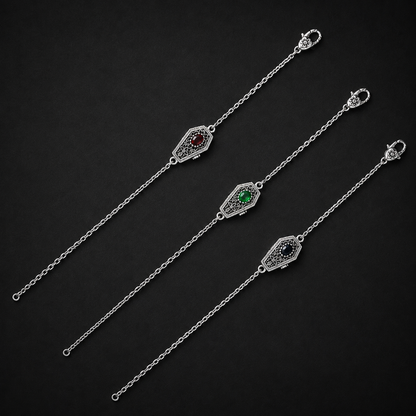 Red green and black single coffin bracelets