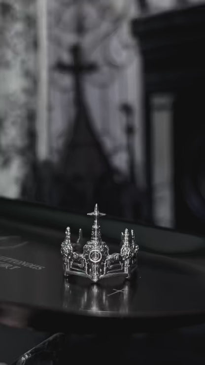 Sterling Silver Gothic Crown Ring