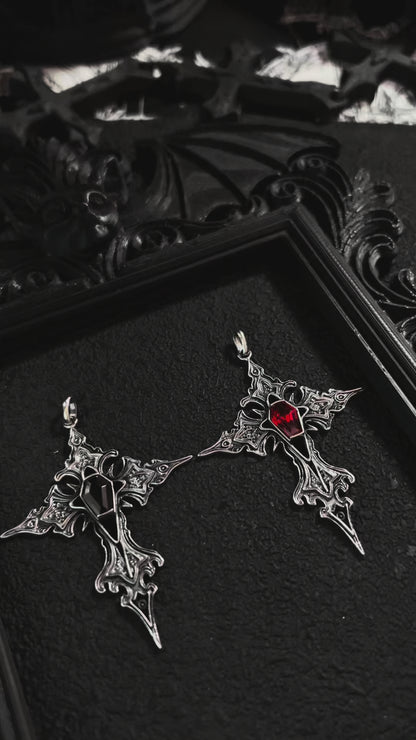 Sterling Silver Gothic Gemstone Cross Pendant